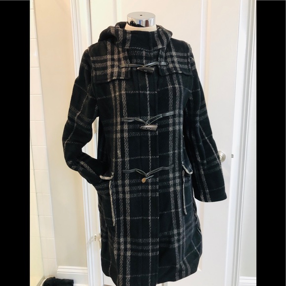 Burberry London Plaid Checkered Hooded Wool Duffle Coat - Picture 3 of 10
